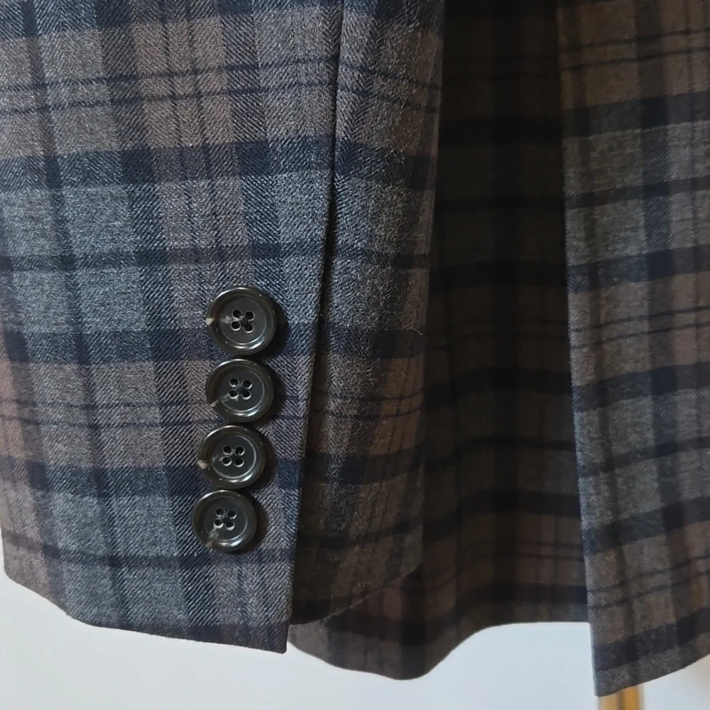 J. Crew Mens Ludlow Windowpane Slim Fit Wool Blazer‎ Jacket Size 38R Plaid